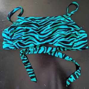 xhilaration Green and Black Swim Top